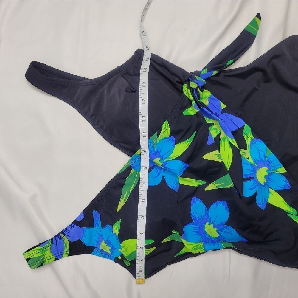 VINTAGE 90s swimsuit faux wrap floral one piece M - Picture 8 of 9